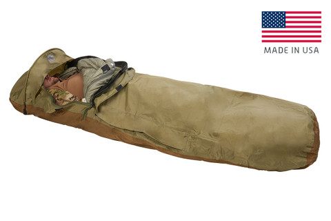Kelty VariCom Bivy USA, Coyote Brown, unzipped quarter length